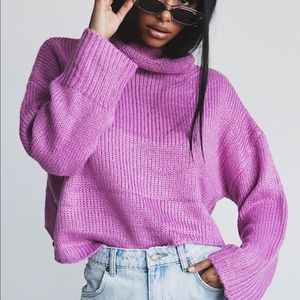 Princess Polly Knit Turtleneck Sweater Purple M/L
